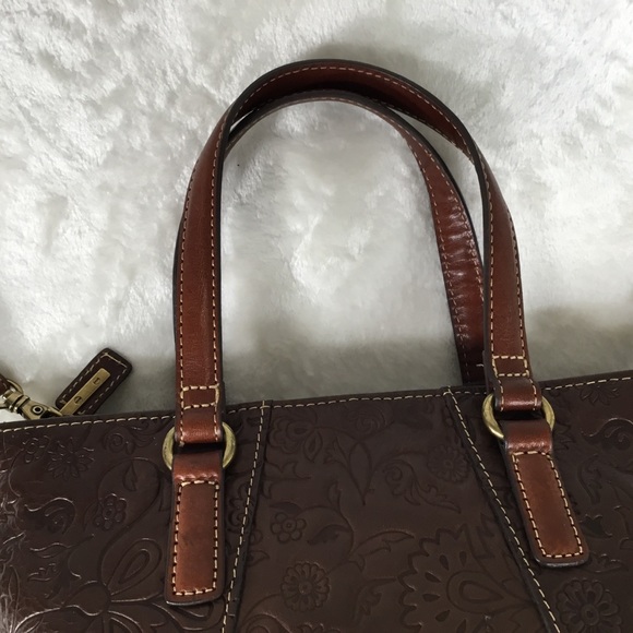 FOSSIL TWO TONED LEATHER EMBOSSED PURSE/HANDBAG - Picture 5 of 13